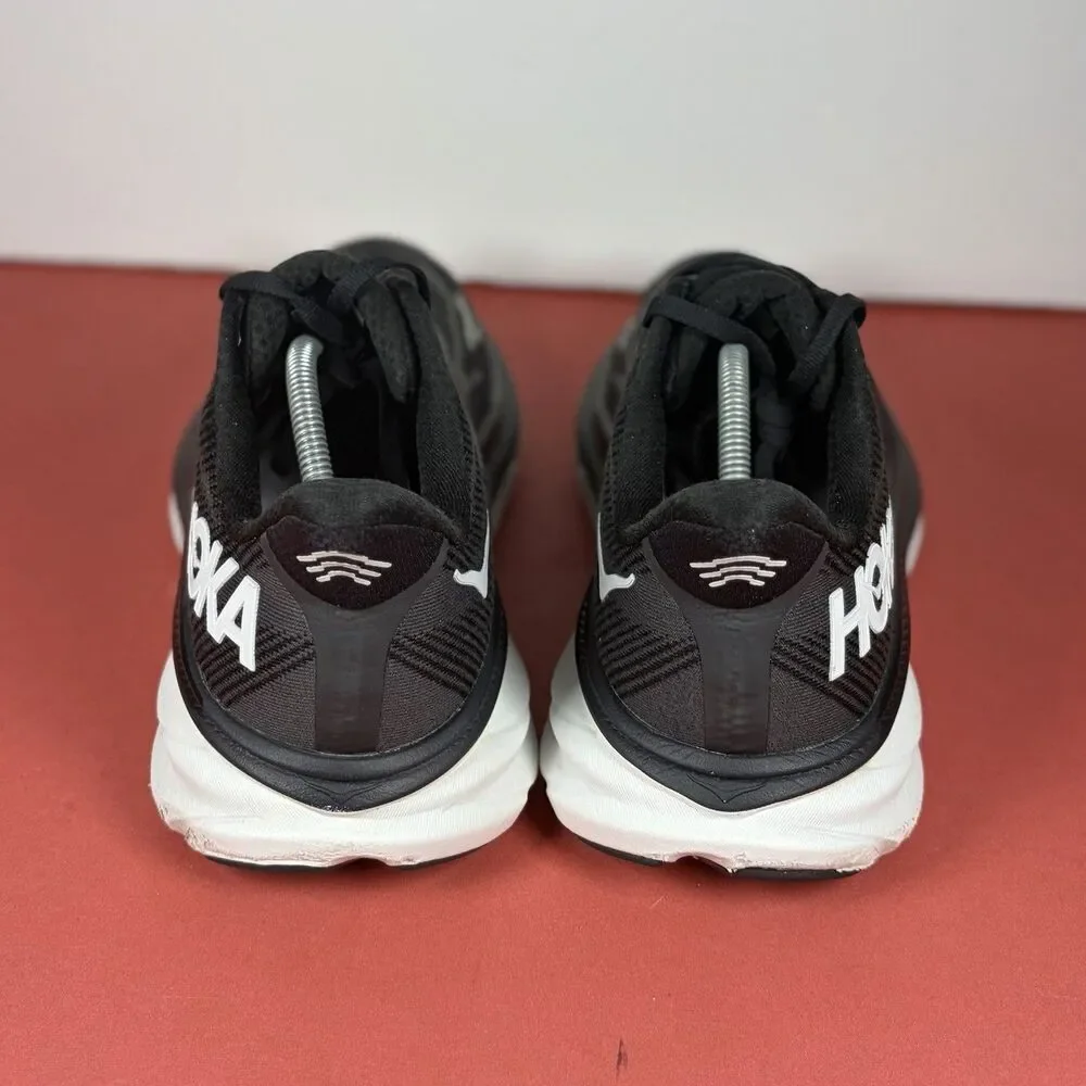 Hoka One One Clifton 9 Shoes Womens Size 9.5 Black Running Sneakers 1127896 BWHT